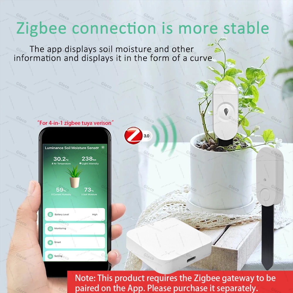 Zigbee 토양 수분 센서 미터 온도 습도 비옥도 광 - Plant Monitor 리뷰 및 가격
